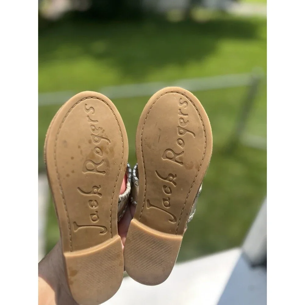 Jack Rogers Miss Hamptons Girls Metallic Gold Leather Sandals Size 13